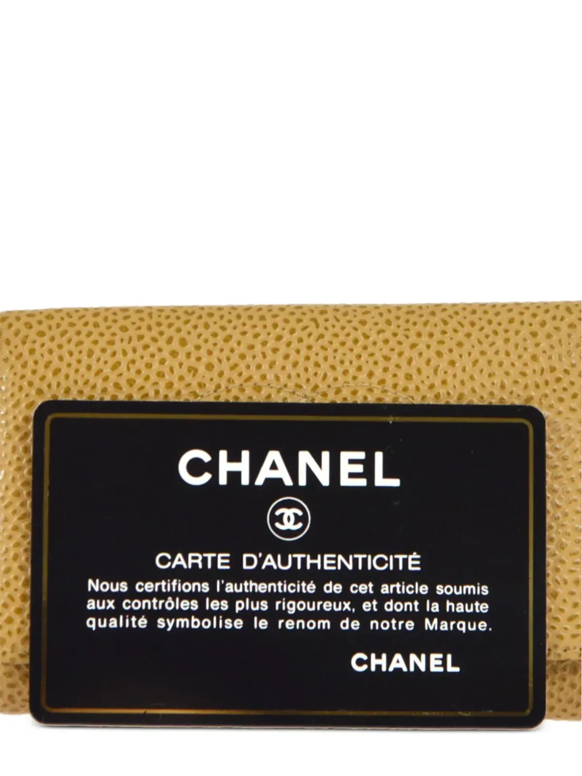 CHANEL ビンテージ 2002 CCキャビアレザー キーケース - イエロー - 画像5
