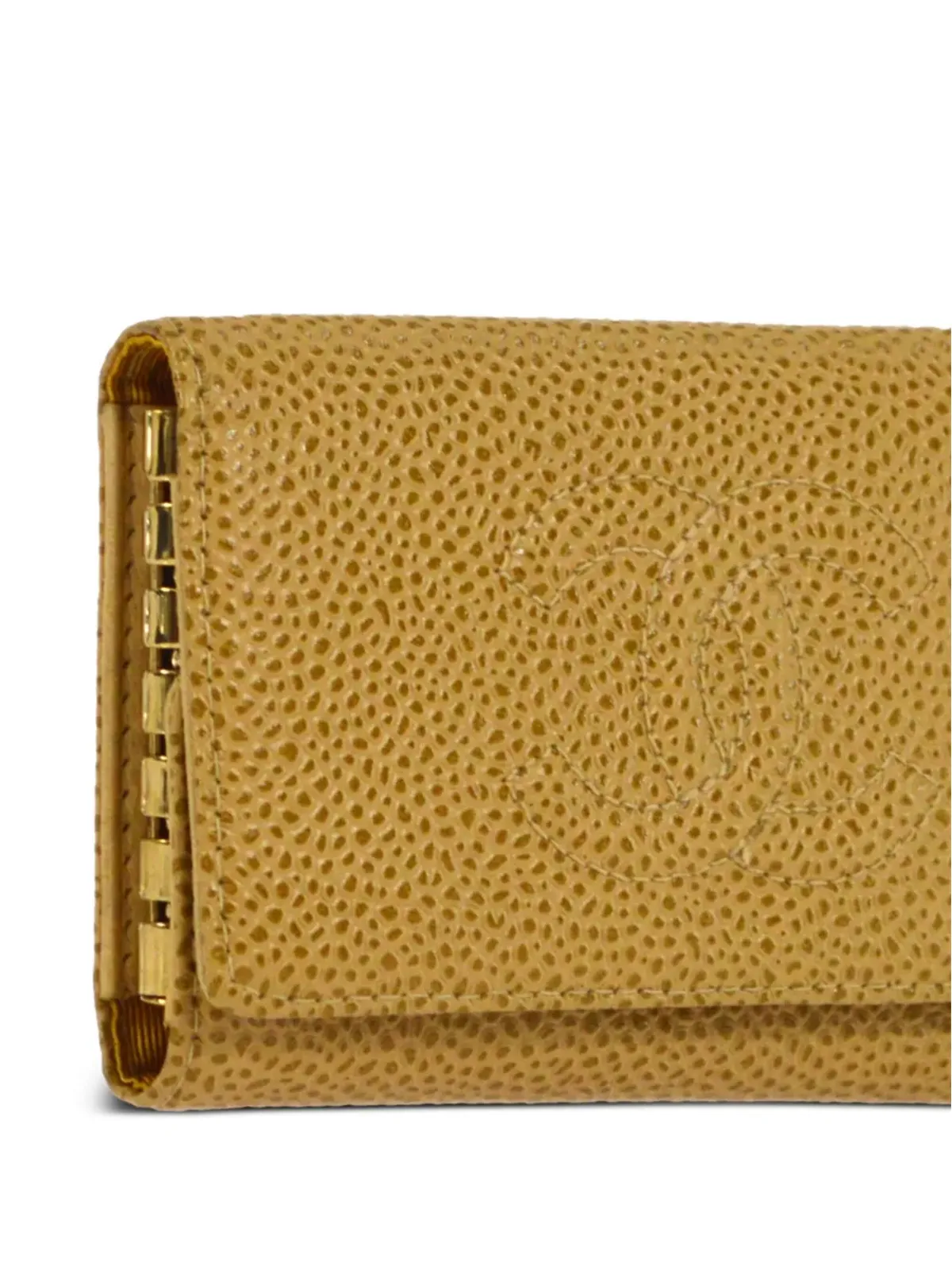 CHANEL ビンテージ 2002 CCキャビアレザー キーケース - イエロー - 画像3