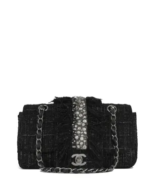 CHANEL ビンテージ 2002年製 小型クラシックフラップ ツイード ショルダーバッグ - ブラック - サムネイル1