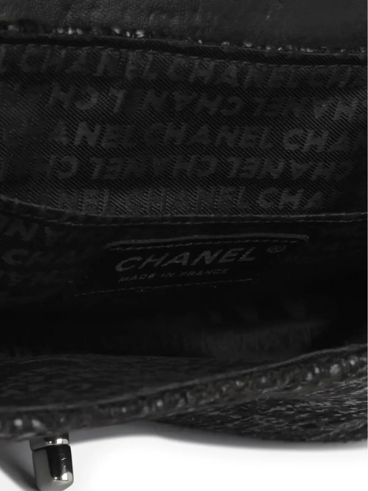 CHANEL ビンテージ 2002年製 小型クラシックフラップ ツイード ショルダーバッグ - ブラック - 画像4