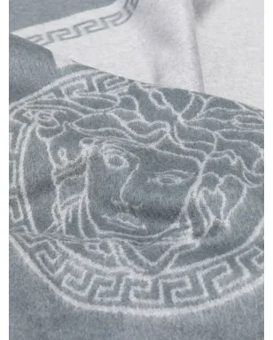 Versace アイコン カシミア混シルク フリンジ ブランケット - グレー - サムネイル2