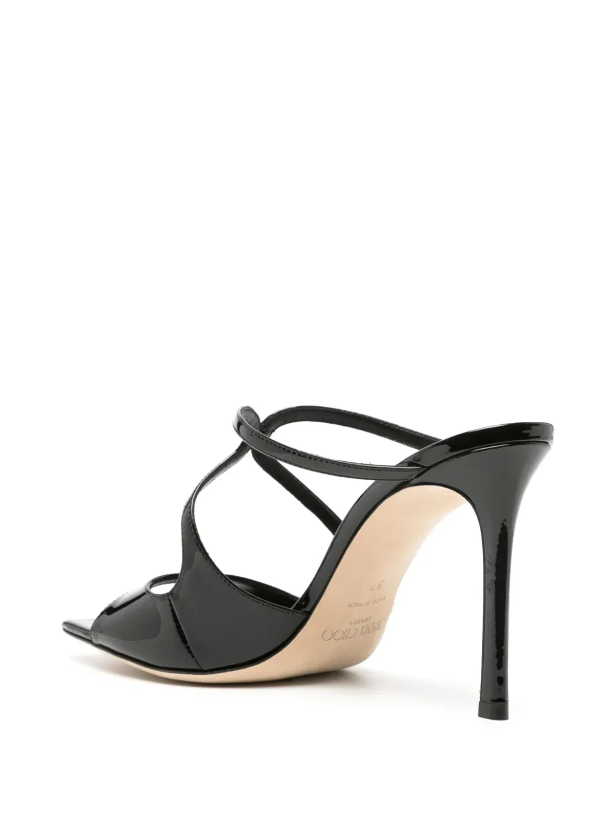 Jimmy Choo Anise 95mm カットアウト パテント ミュール - ブラック - 画像3
