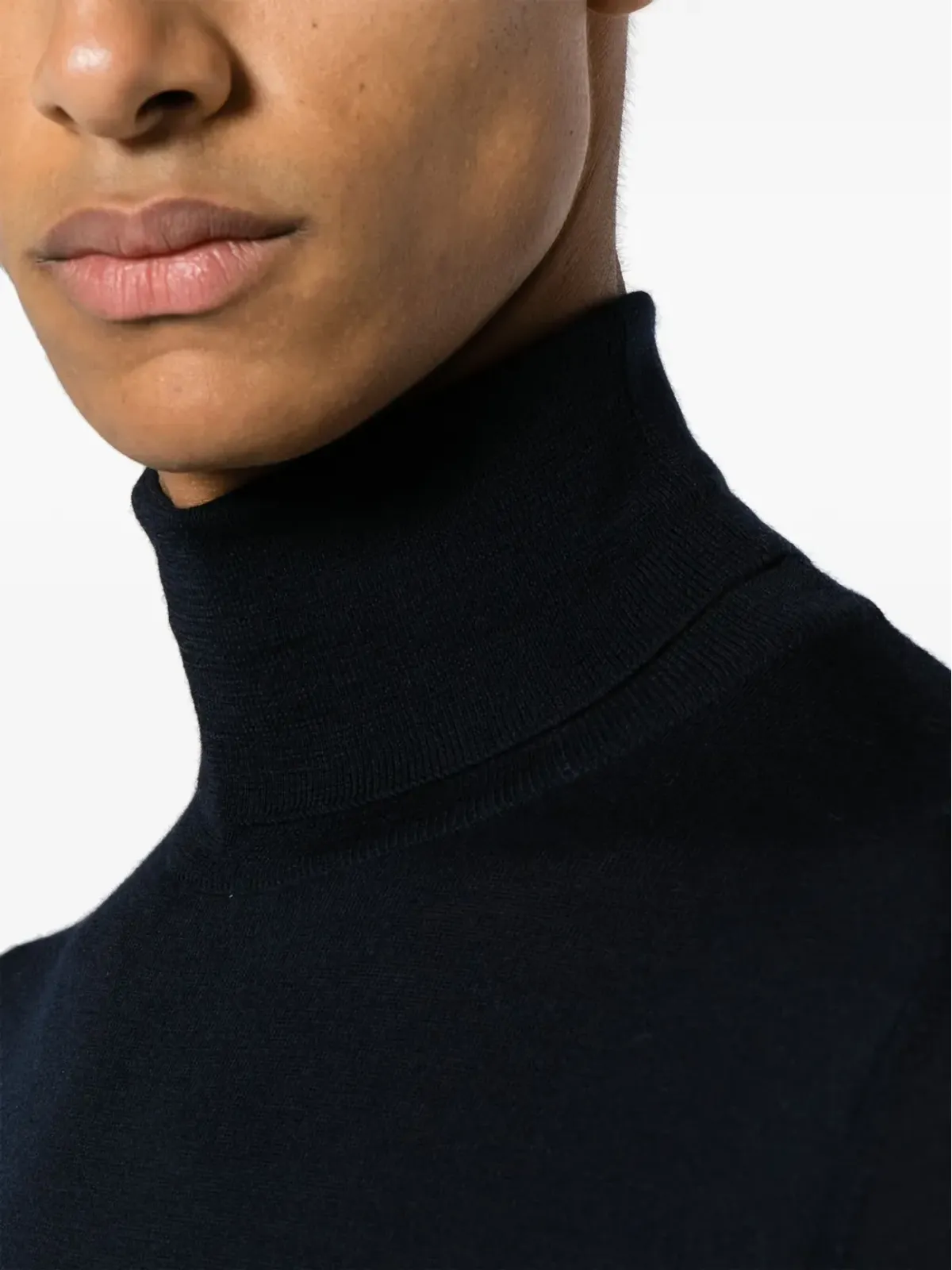 Piacenza Cashmere ウール細編みセーター - ネイビーブルー - 画像5