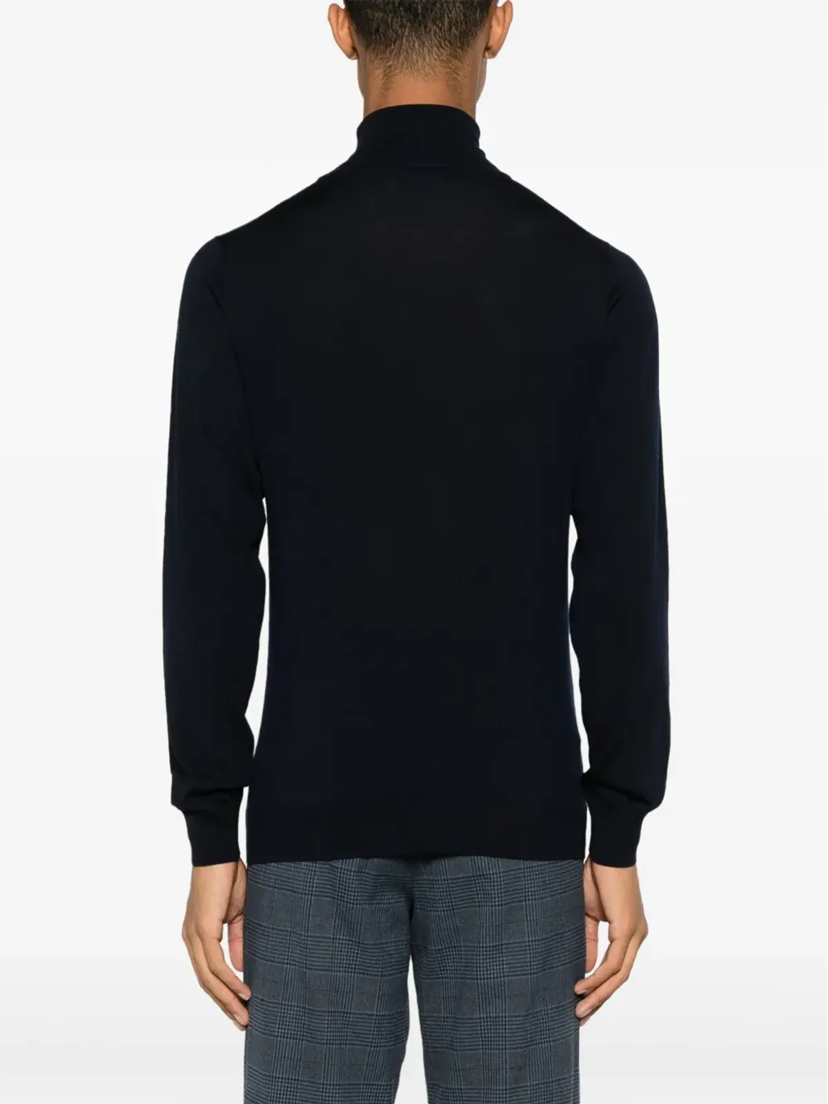 Piacenza Cashmere ウール細編みセーター - ネイビーブルー - 画像4