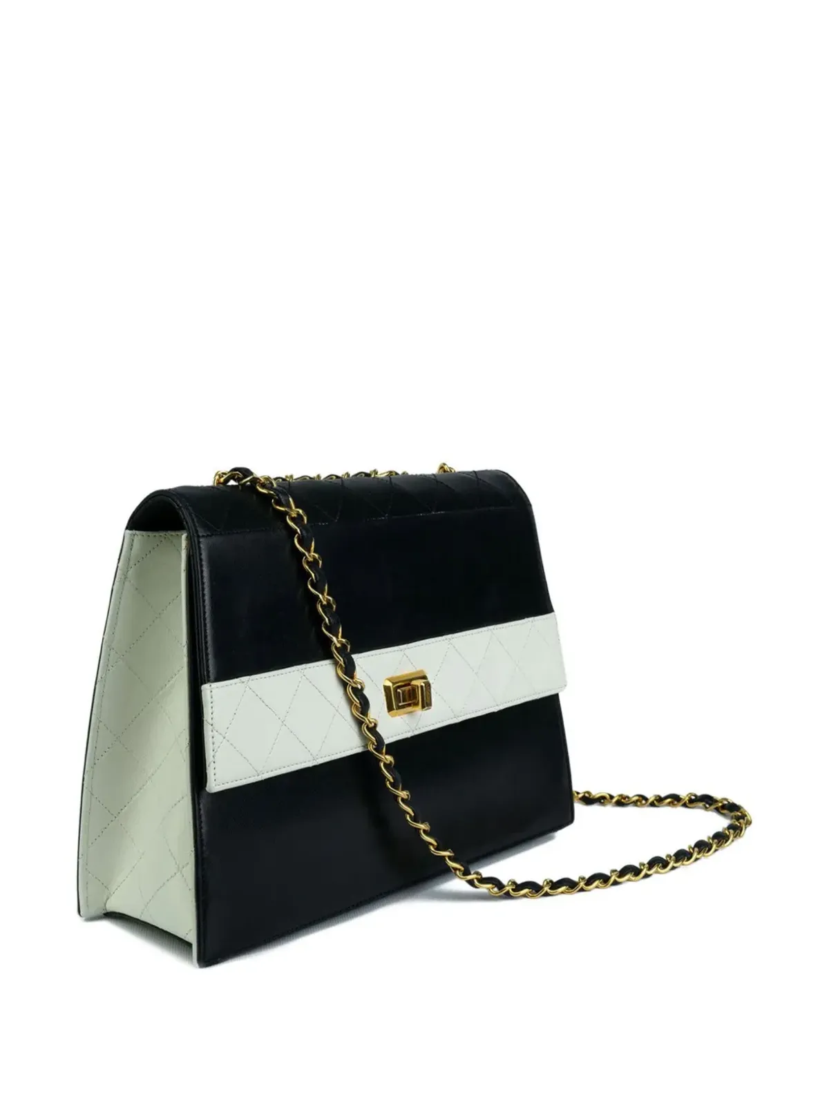 CHANEL ビンテージ 1989 ダイヤモンドキルティング ショルダーバッグ - ブラック - 画像3