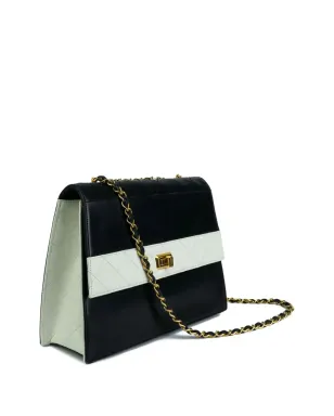 CHANEL ビンテージ 1989 ダイヤモンドキルティング ショルダーバッグ - ブラック - サムネイル3