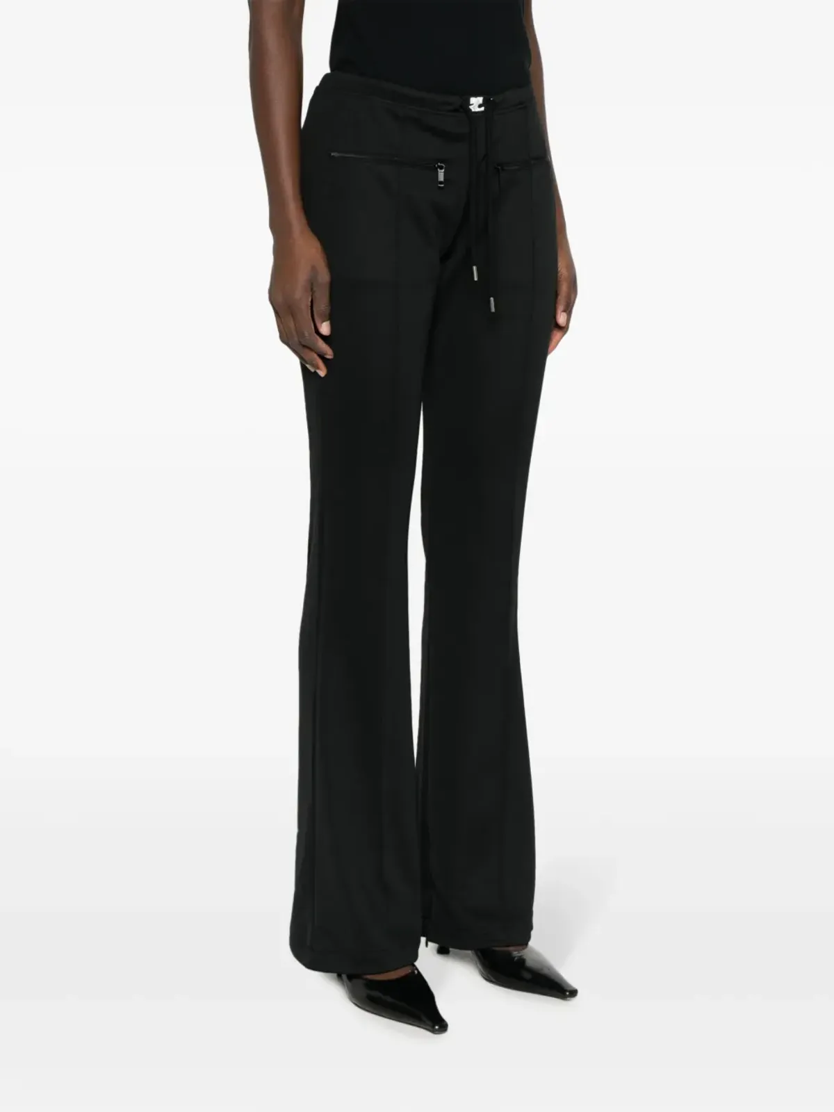 Courrèges ドローコード付き ブートカット トラックパンツ - ブラック - 画像3