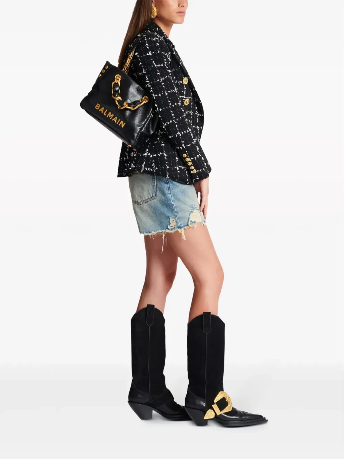 Balmain 小型 1945ソフトレザー トートバッグ - ブラック - 画像2