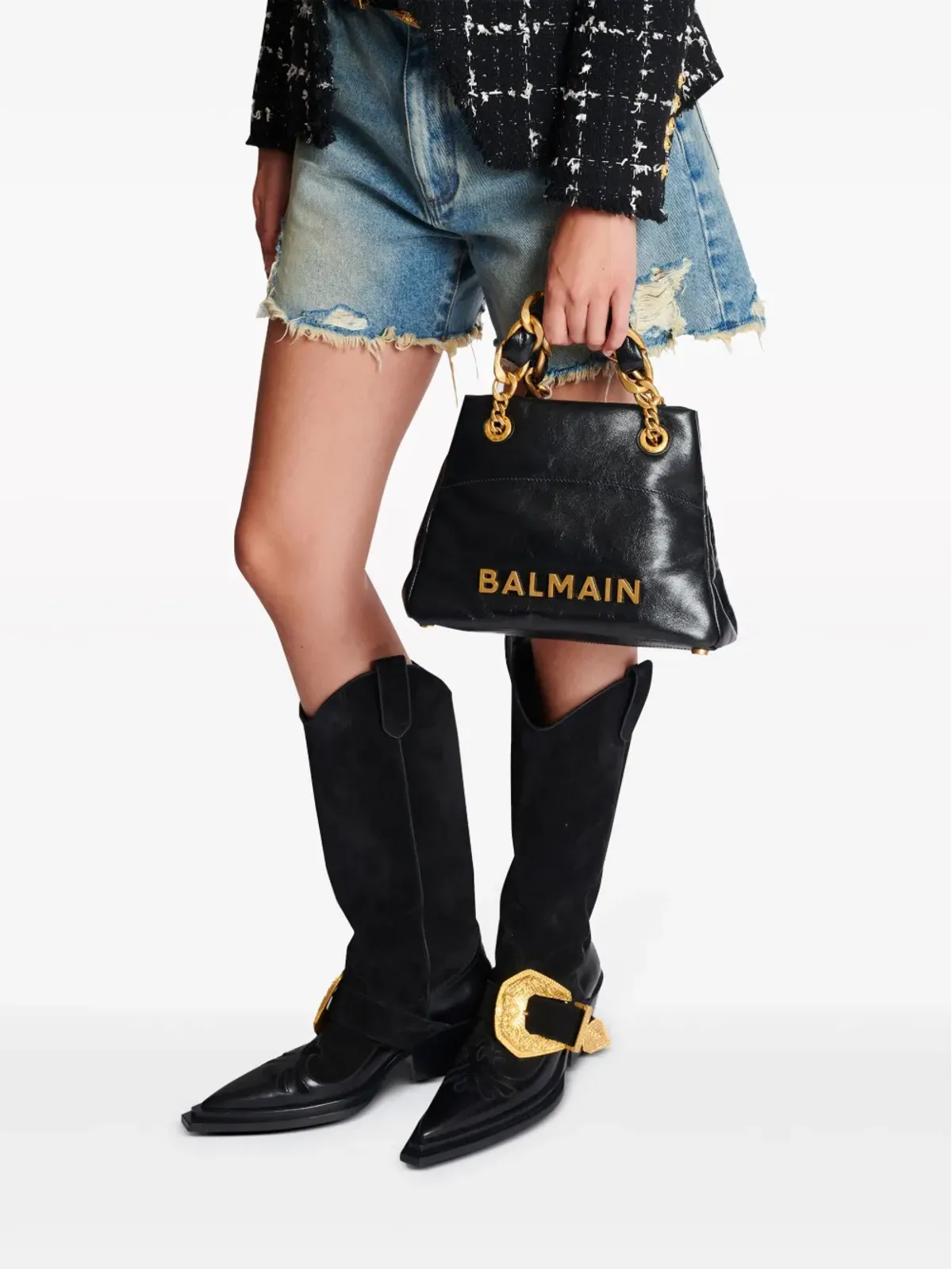 Balmain 小型 1945ソフトレザー トートバッグ - ブラック - 画像3