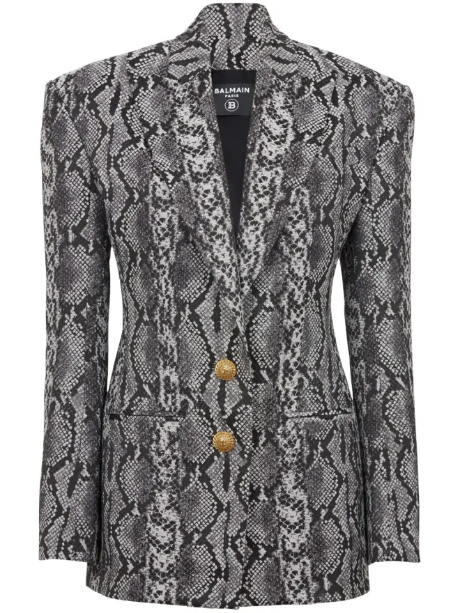 BALMAIN Balmain 2ボタン蛇皮柄ブレザー - グレーの商品画像
