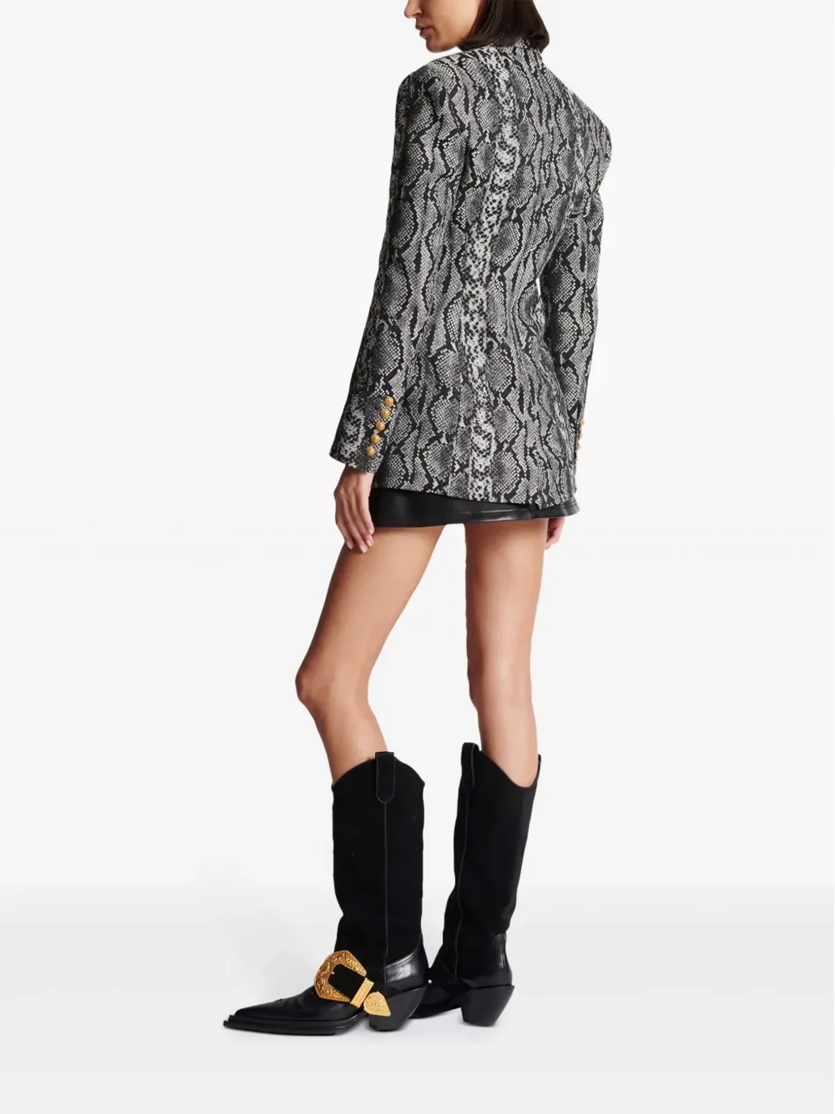 Balmain 2ボタン蛇皮柄ブレザー - グレー - 画像4