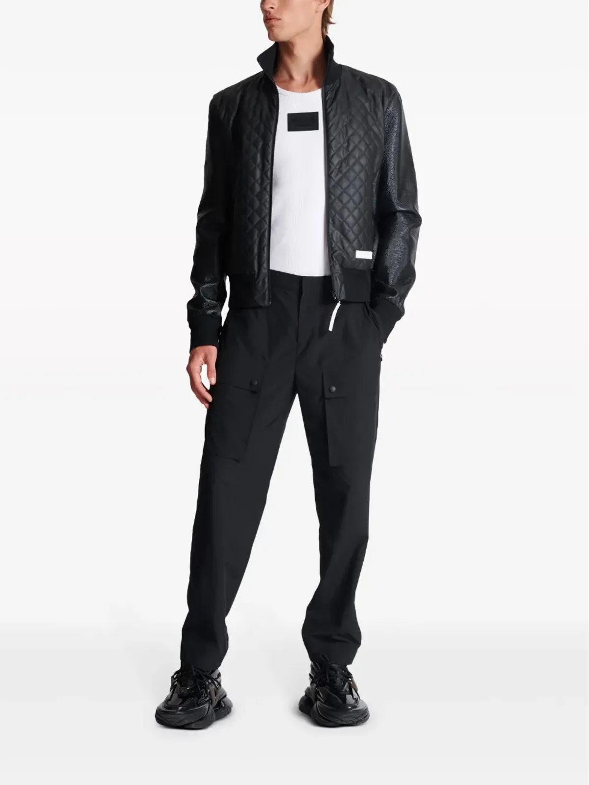 Balmain ロゴパッチ入りキルトボンバージャケット - 画像2