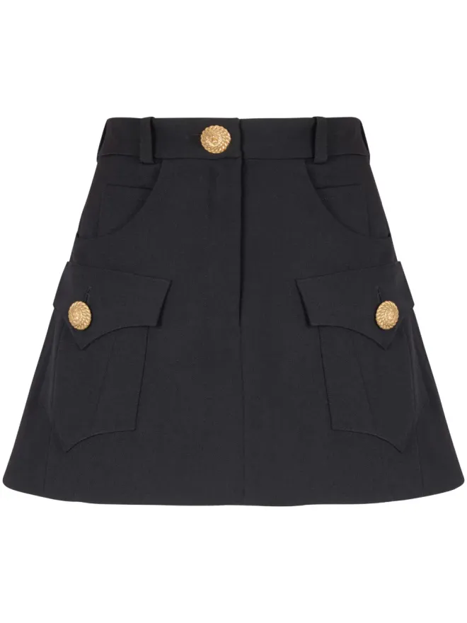 BALMAIN Balmain ウェスタンパネルドウールミニスカート ブラックの商品画像
