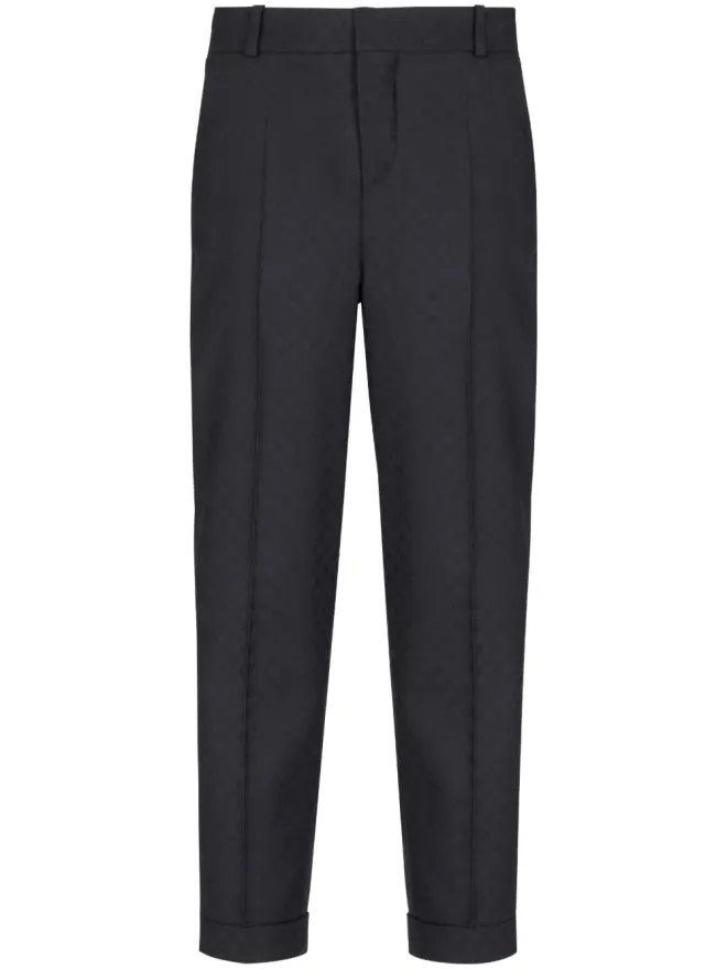BALMAIN Balmain モノグラムジャカード ウールパンツ ブラックの商品画像