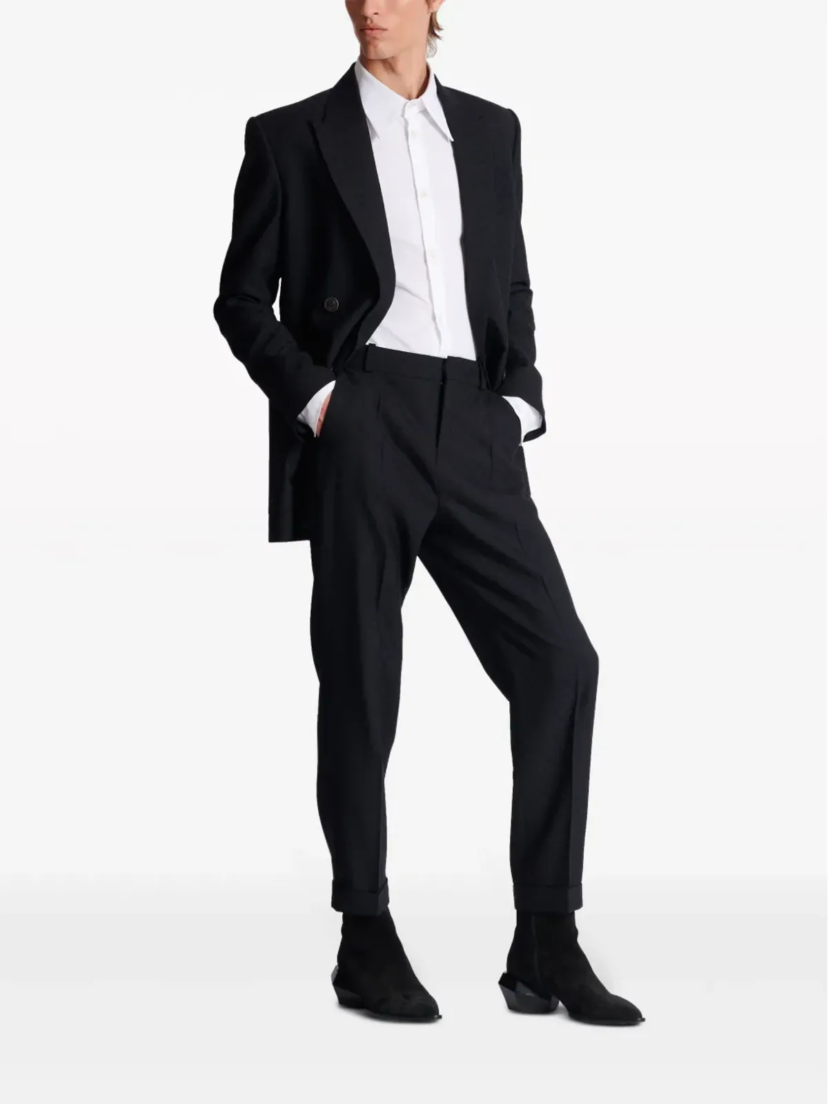 Balmain モノグラムジャカード ウールパンツ ブラック - 画像2