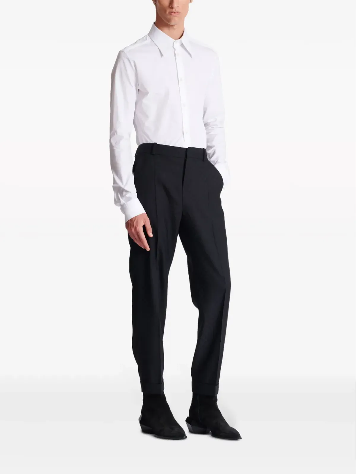 Balmain モノグラムジャカード ウールパンツ ブラック - 画像3