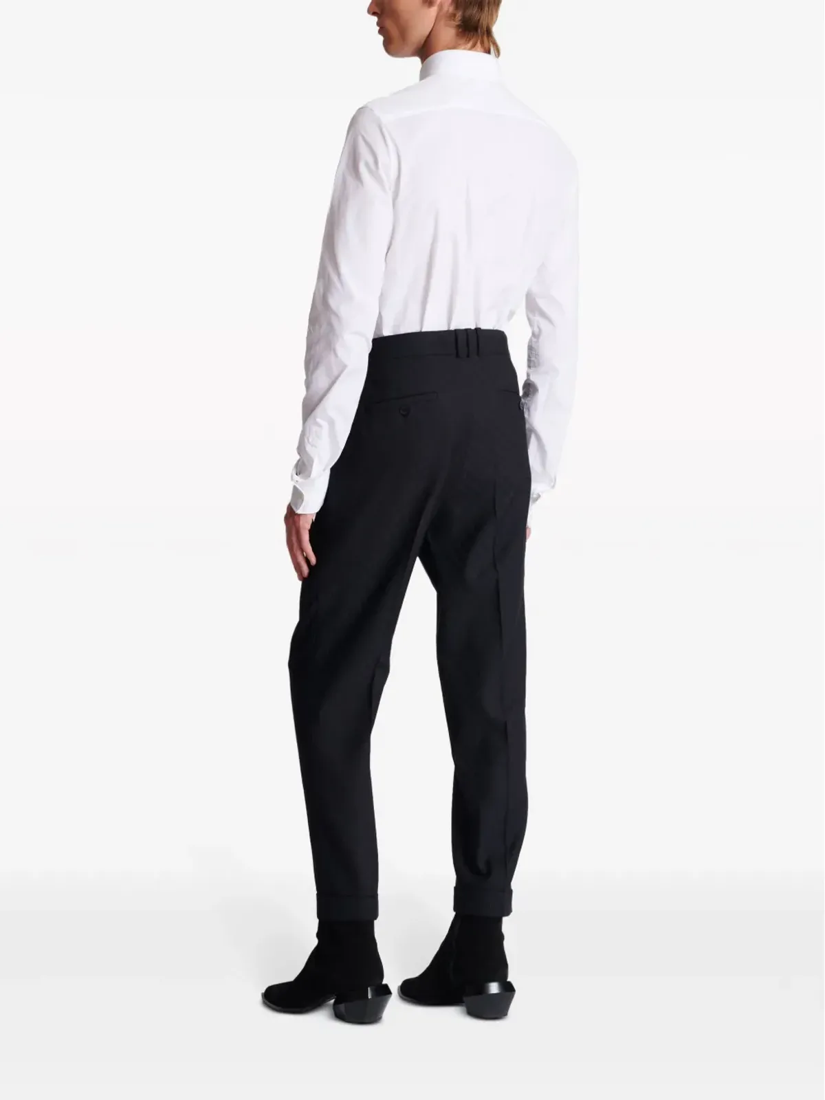Balmain モノグラムジャカード ウールパンツ ブラック - 画像4
