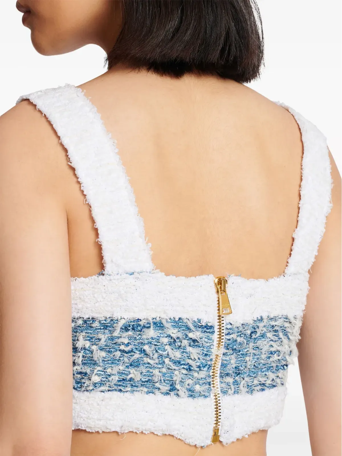 Balmain デニムツイード クロップトップ - 画像5