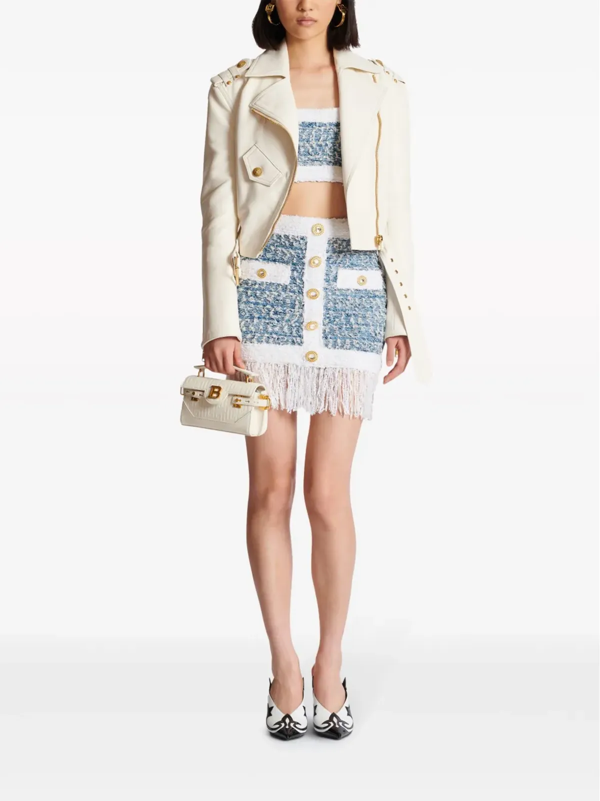 Balmain デニムツイード クロップトップ - 画像2