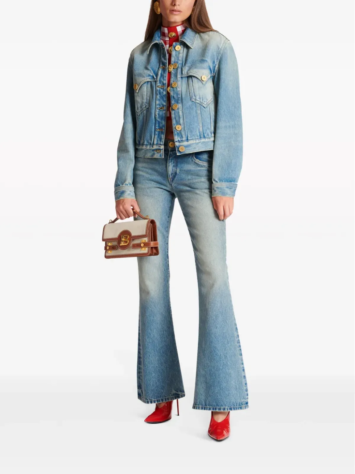 Balmain ストーンウォッシュデニムジャケット ブルー - 画像2