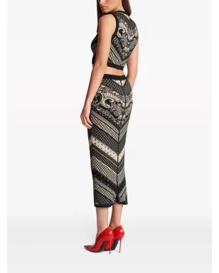 Balmain イントアルシア編み柄クロップトップ（ブラック） - サムネイル4