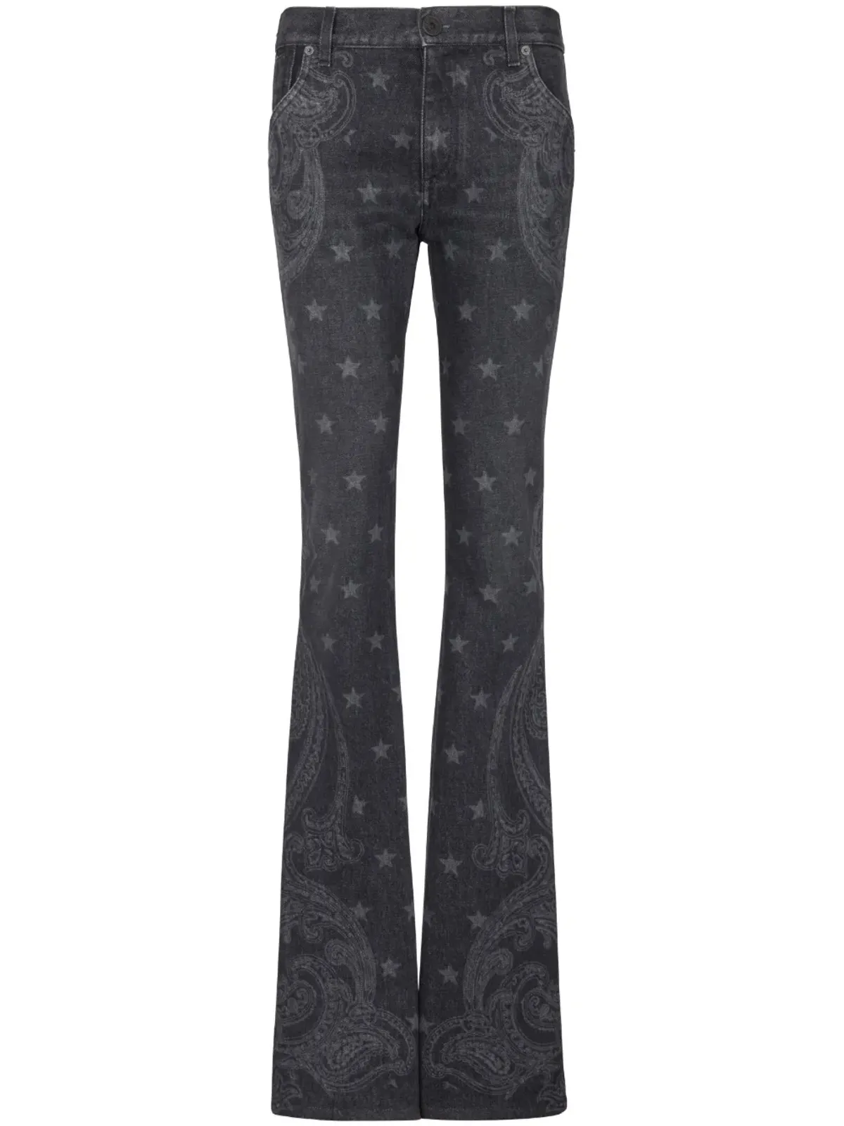 Balmain スター柄 ブーツカット ミッドライズ ジーンズ ブラック - 画像1