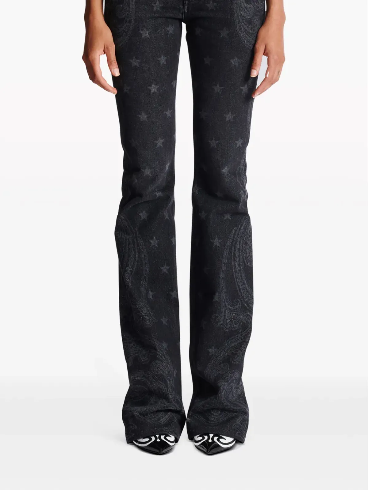 Balmain スター柄 ブーツカット ミッドライズ ジーンズ ブラック - 画像5