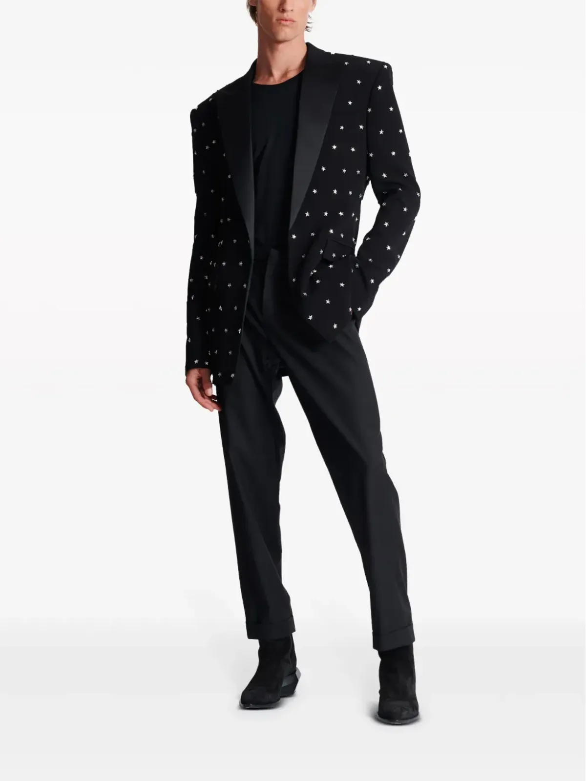 Balmain スター刺繍ブレザー ブラック - 画像2