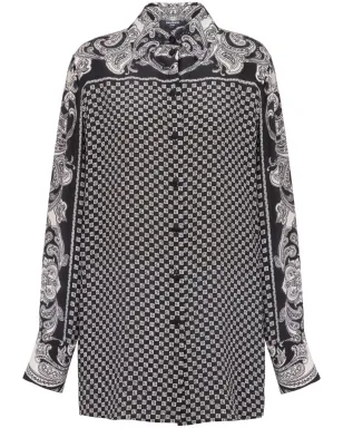 Balmain ペイズリープリント シルクシャツ ブラック - サムネイル1