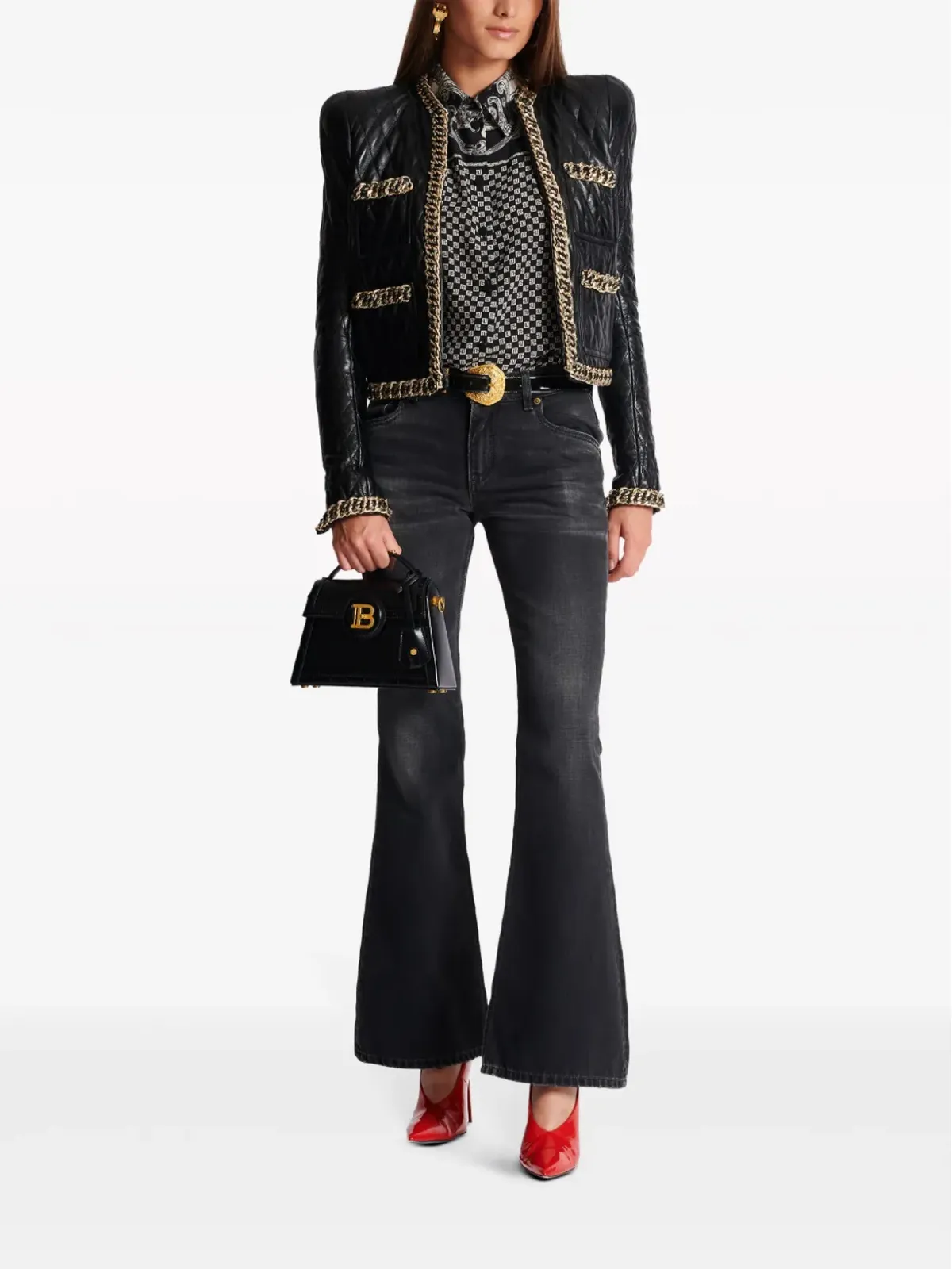 Balmain ペイズリープリント シルクシャツ ブラック - 画像2