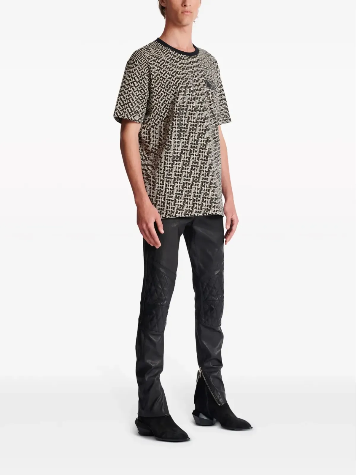 Balmain モノグラムジャカード Tシャツ - ブラック - 画像3