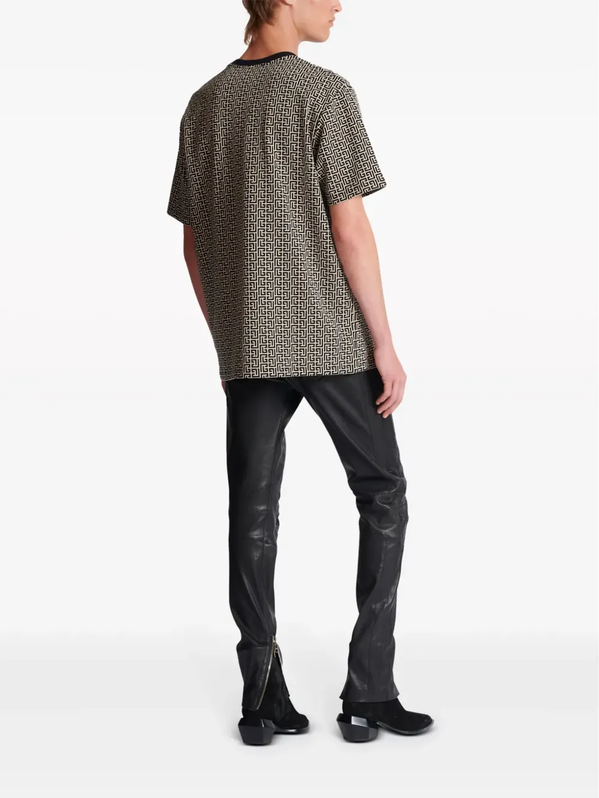 Balmain モノグラムジャカード Tシャツ - ブラック - 画像4