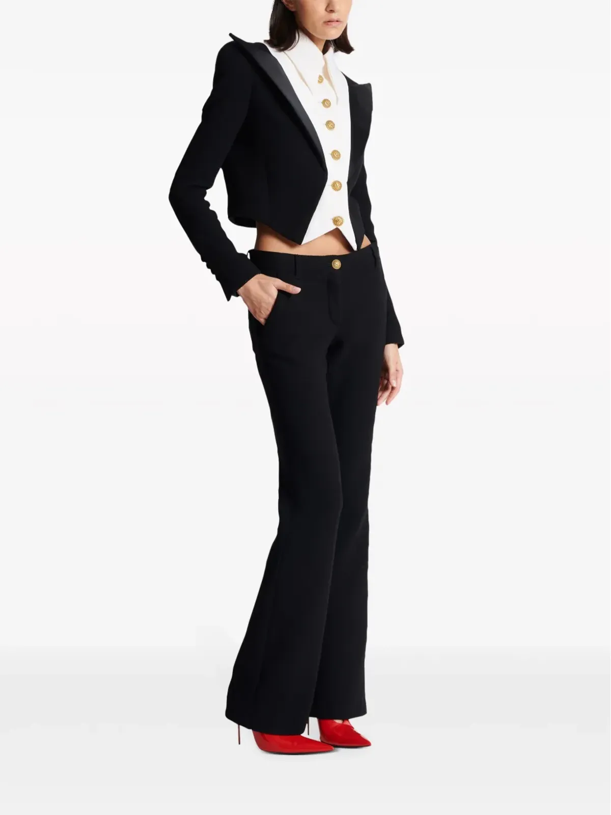 Balmain 6ボタン スペンサー クロップドジャケット - ブラック - 画像3
