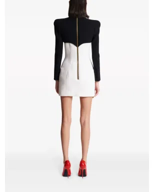 Balmain ボタン付きクレープミニドレス - ホワイト - サムネイル4