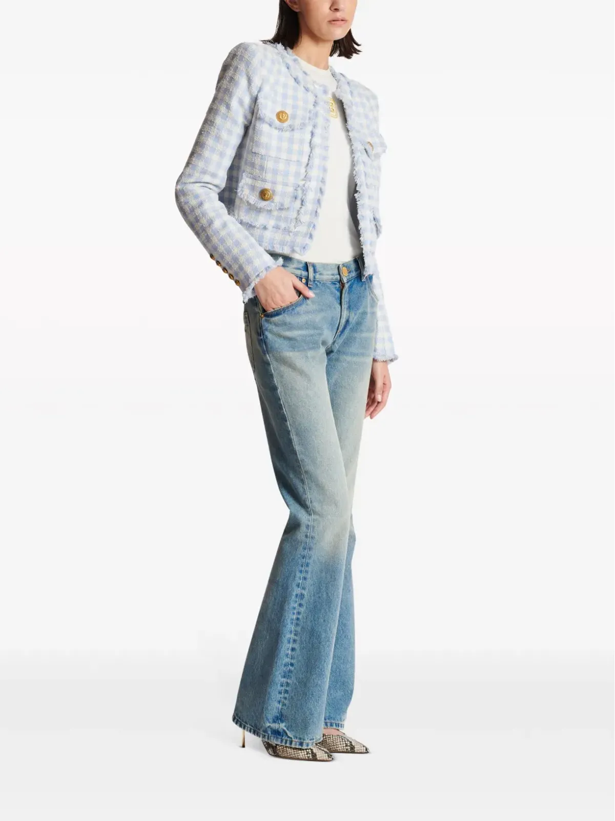 Balmain ウェスタン ローライズ ブーツカット ジーンズ - 画像3