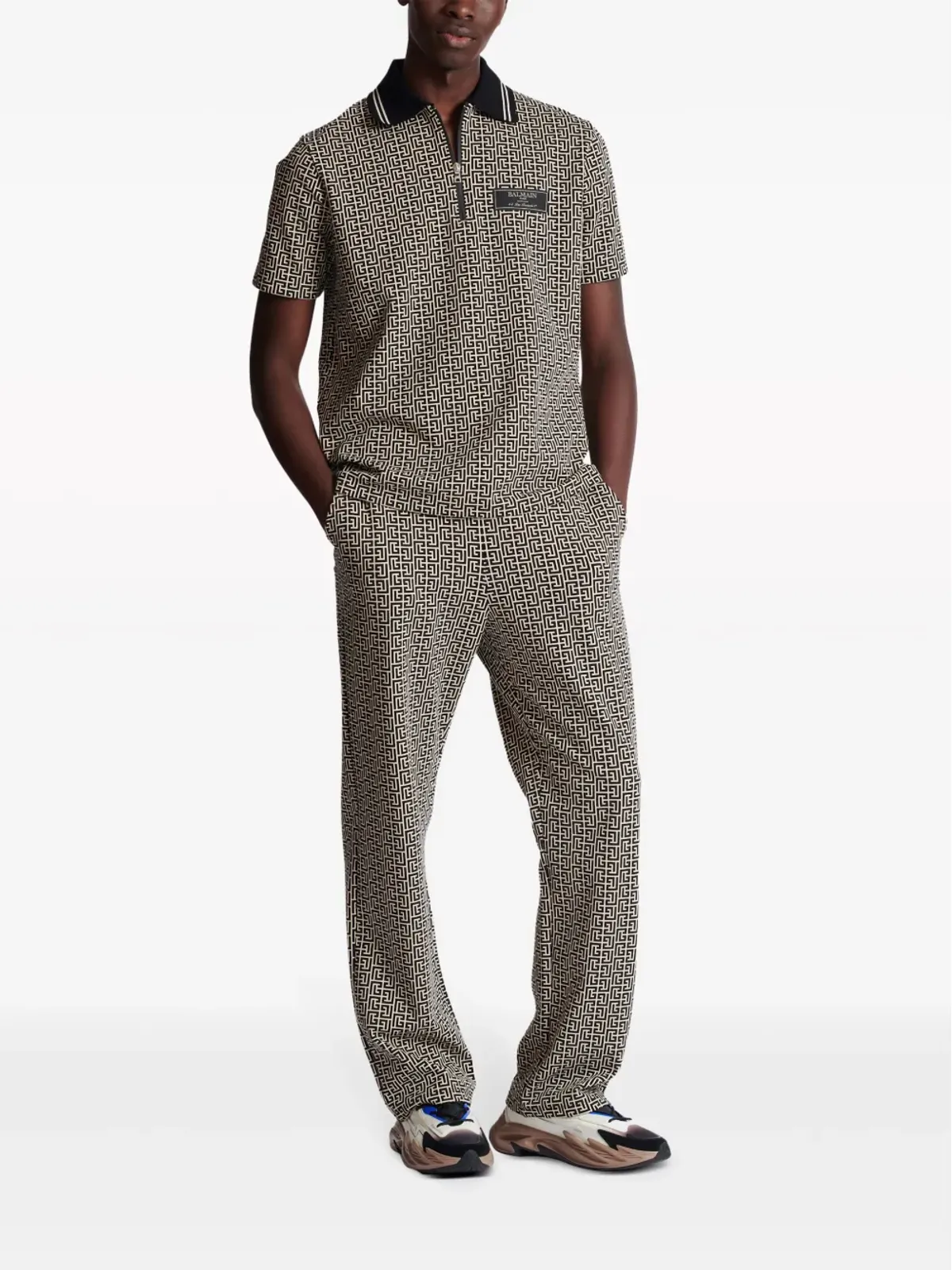 Balmain PB Labyrinth ジャカード ポロシャツ - ブラック - 画像2