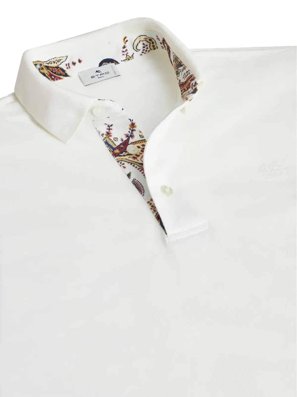 ETRO Pegaso刺繍 コットン ポロシャツ ホワイト - 画像5