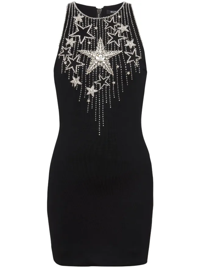BALMAIN Balmain Falling Stars 刺繍ミニドレス - ブラックの商品画像