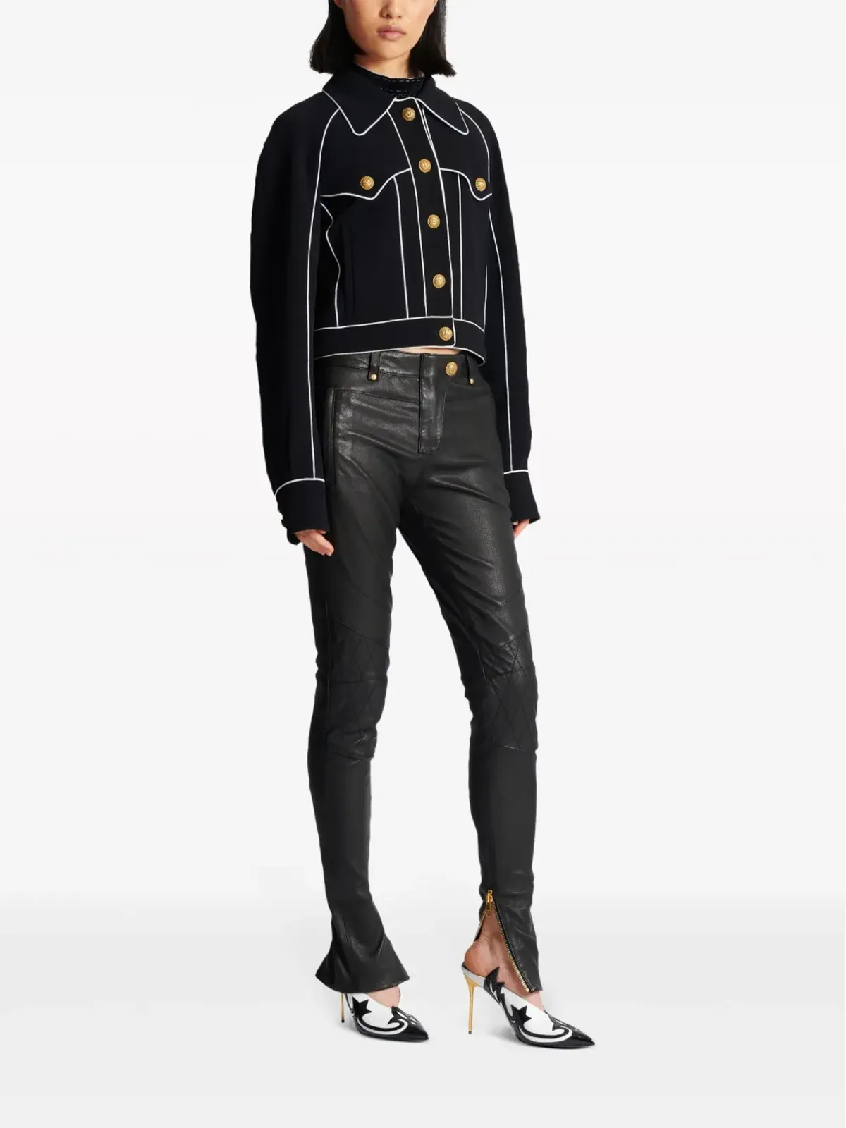 Balmain ウェスタン風クレープジャケット - ブラック - 画像3