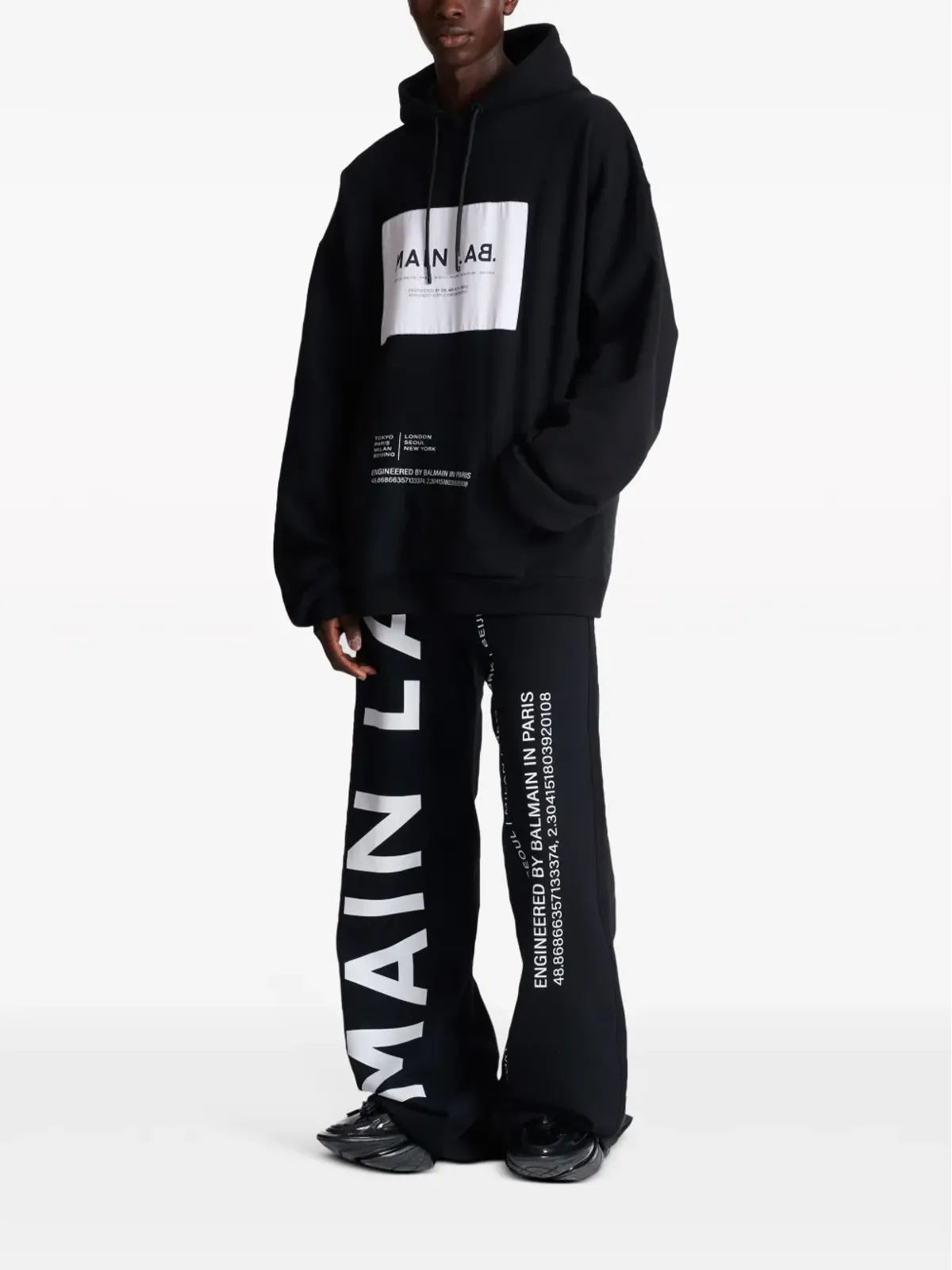 Balmain ロゴパッチ コットンブレンド フーディ - 画像2