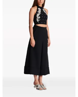 Balmain バロック刺繍クロップトップ - ブラック - サムネイル3