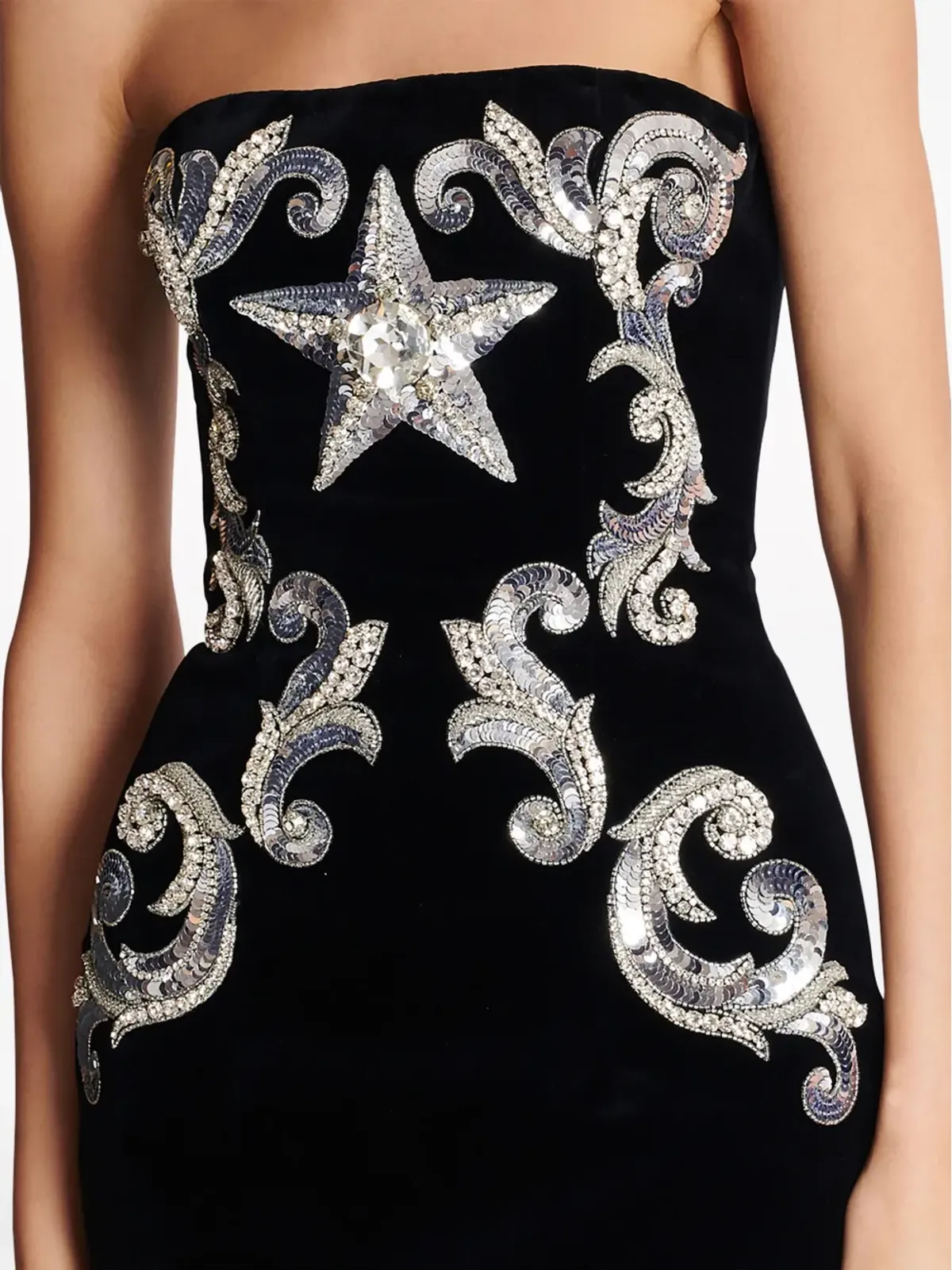 Balmain 刺繍スター バンドゥ コットン ミニドレス - ブラック - 画像5