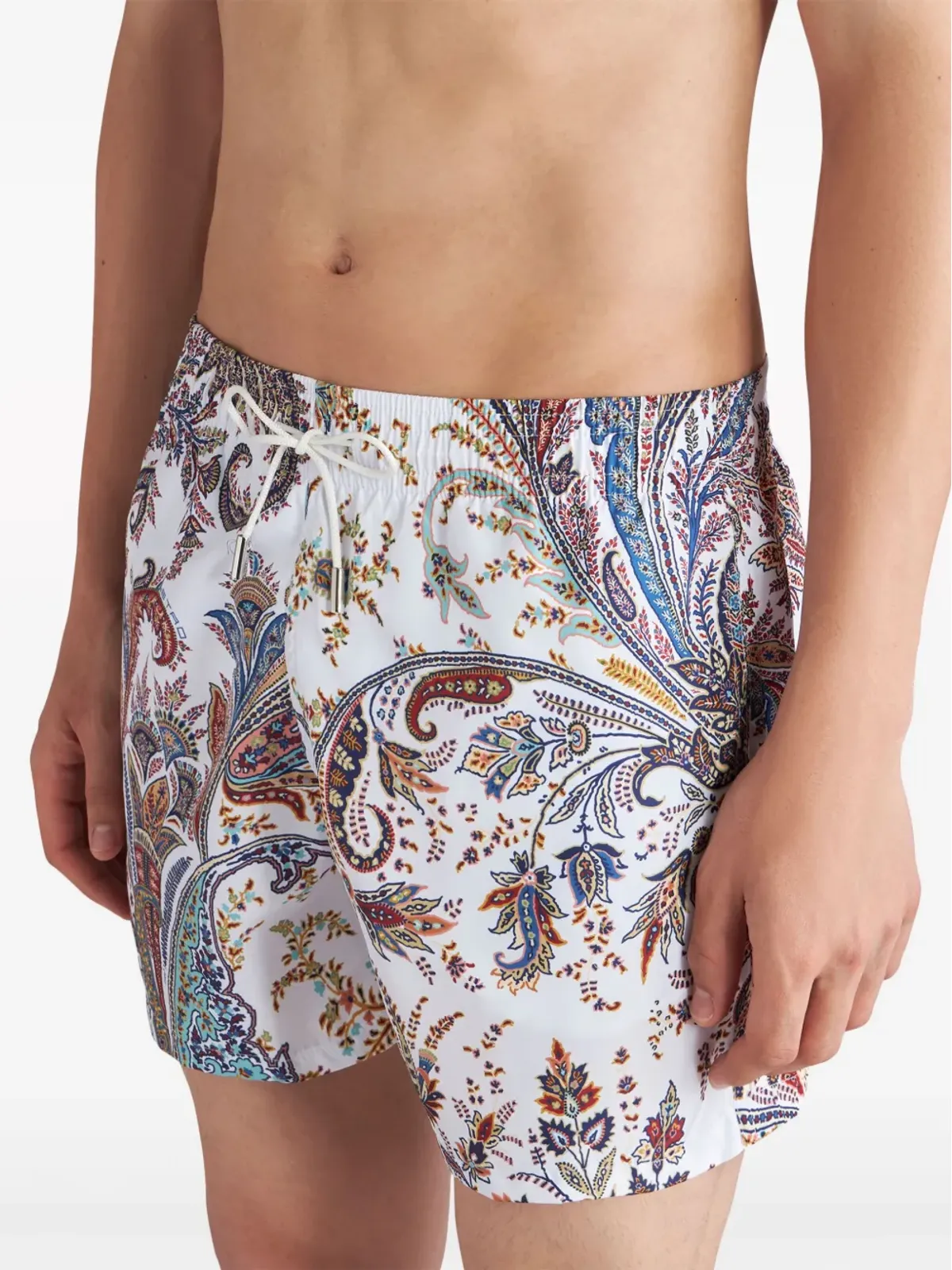 ETRO ペイズリープリント ドローコード入り スイムショーツ - ホワイト - 画像5