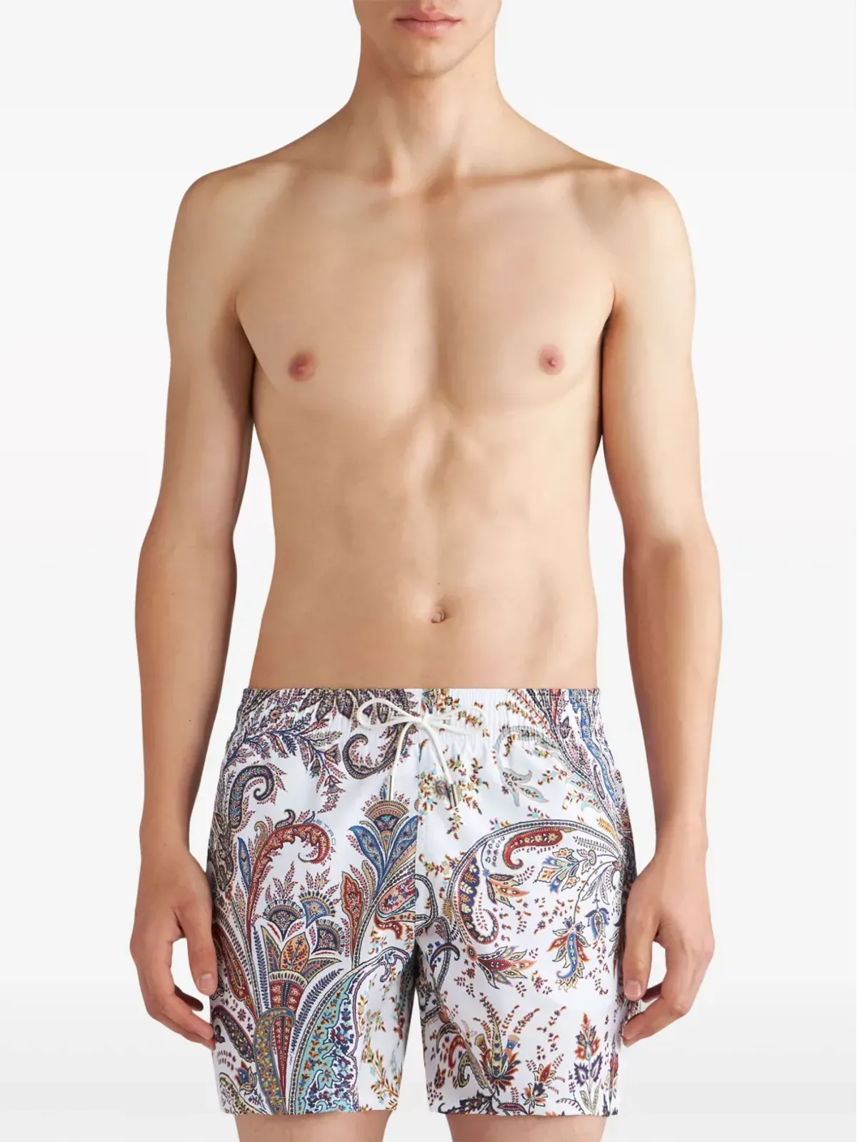 ETRO ペイズリープリント ドローコード入り スイムショーツ - ホワイト - 画像3