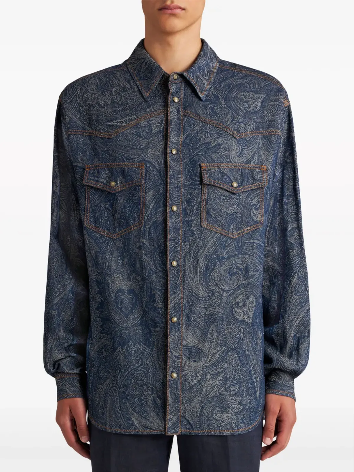 ETRO ペイズリー柄デニムシャツ - ブルー - 画像2