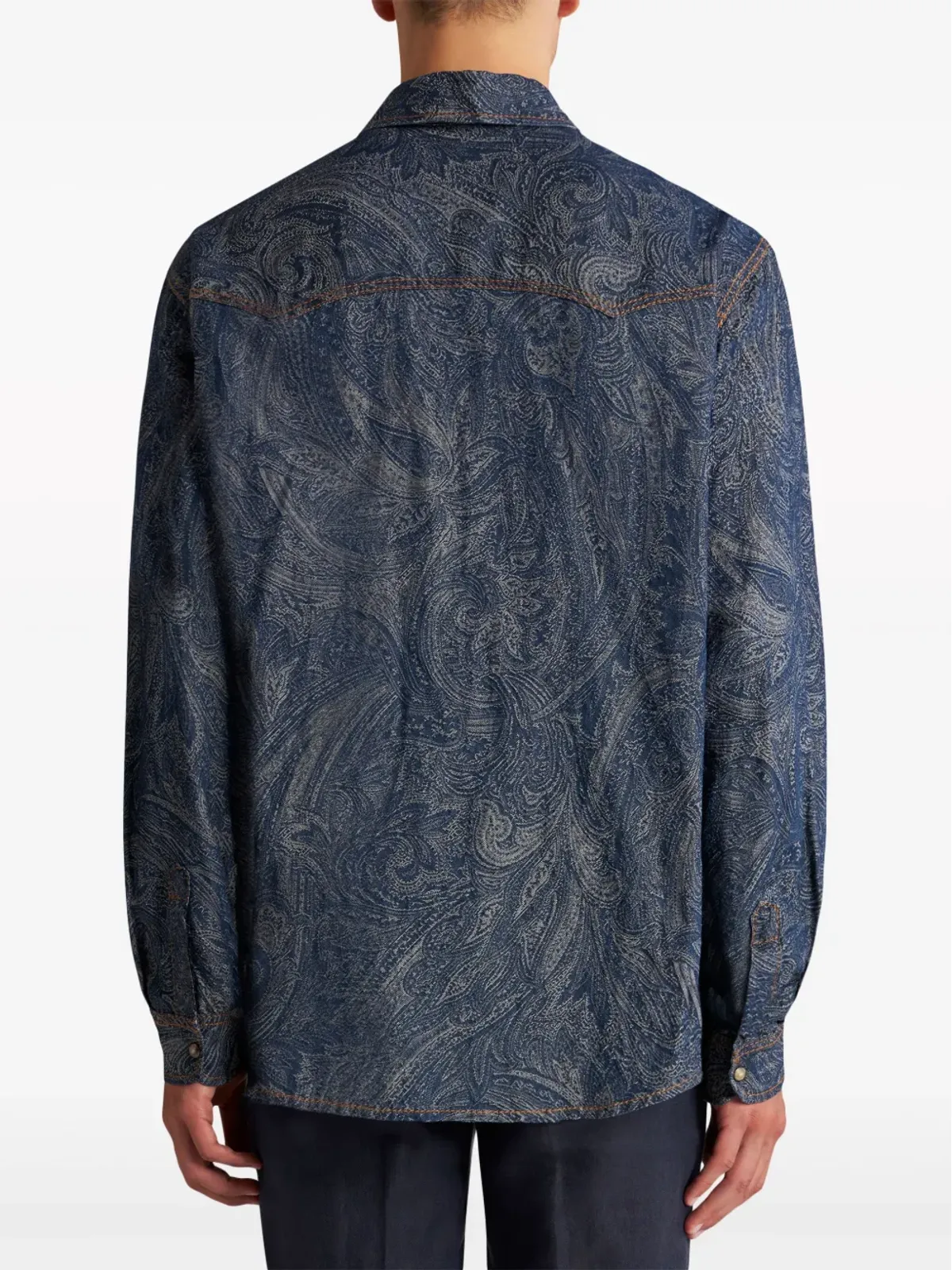 ETRO ペイズリー柄デニムシャツ - ブルー - 画像3