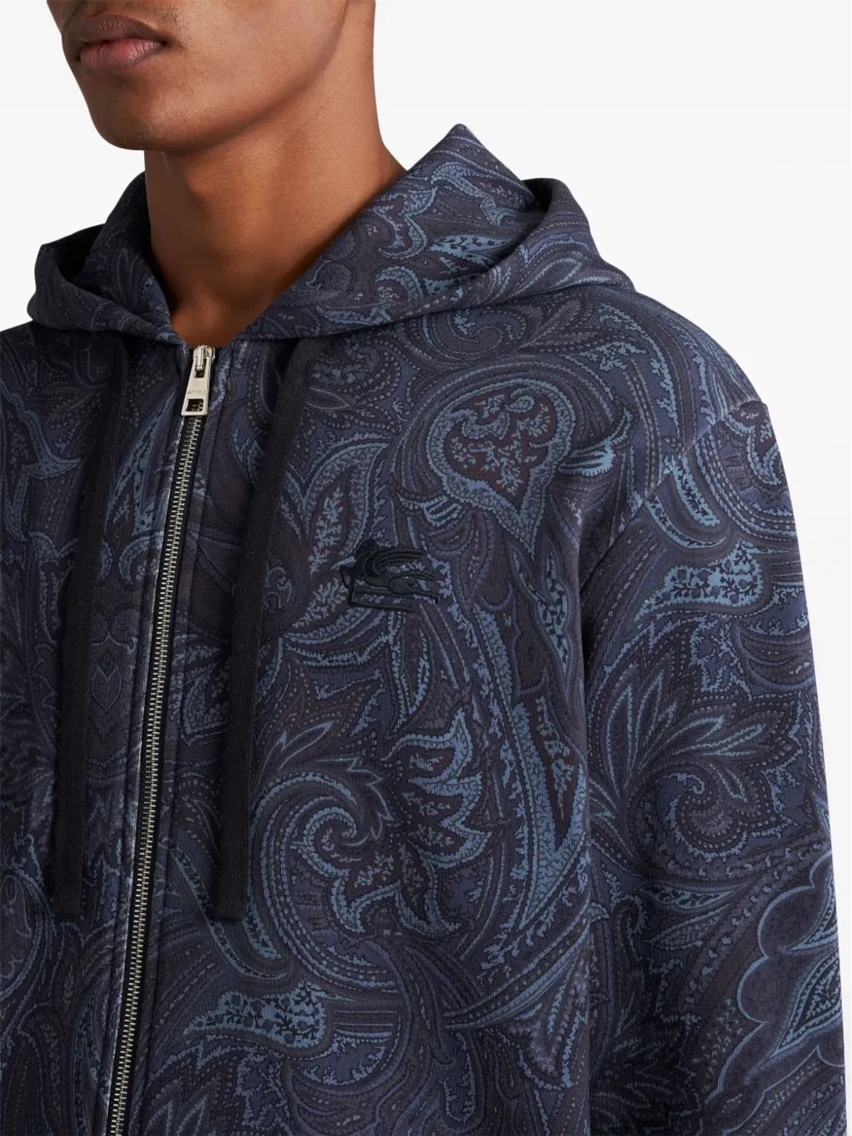 ETRO ペイズリープリント ジップアップ コットン フーディー ブルー - 画像5