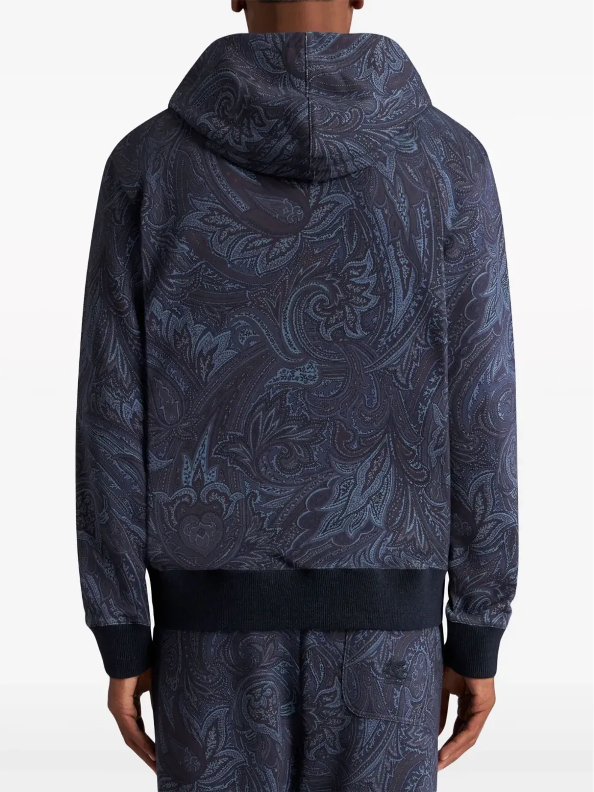 ETRO ペイズリープリント ジップアップ コットン フーディー ブルー - 画像4