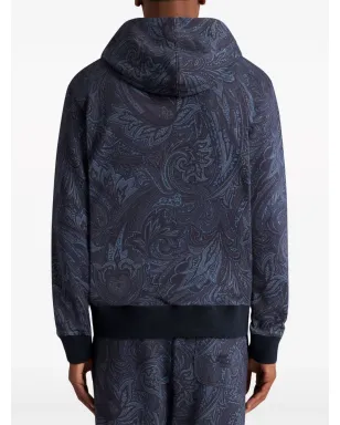 ETRO ペイズリープリント ジップアップ コットン フーディー ブルー - サムネイル4