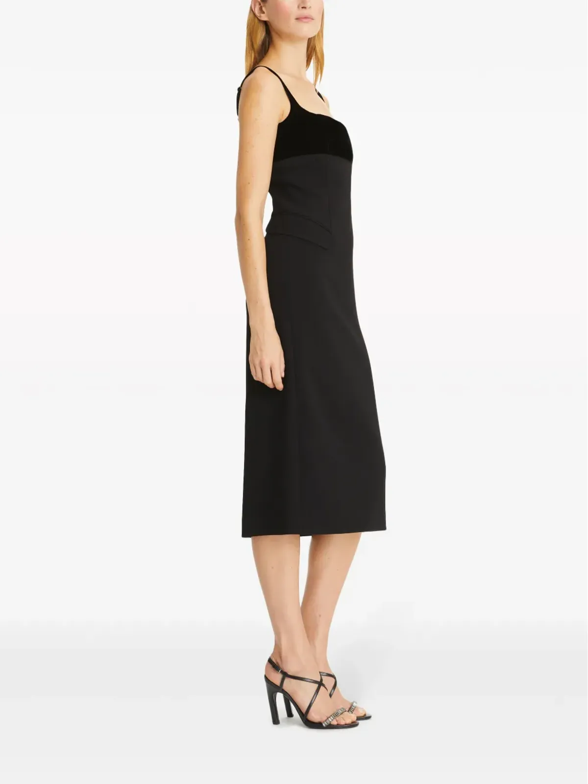 Tory Burch クレープ素材のスリップミディドレス ブラック - 画像3